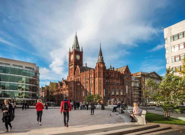 A picture of the University of Liverpool campus taken outside.